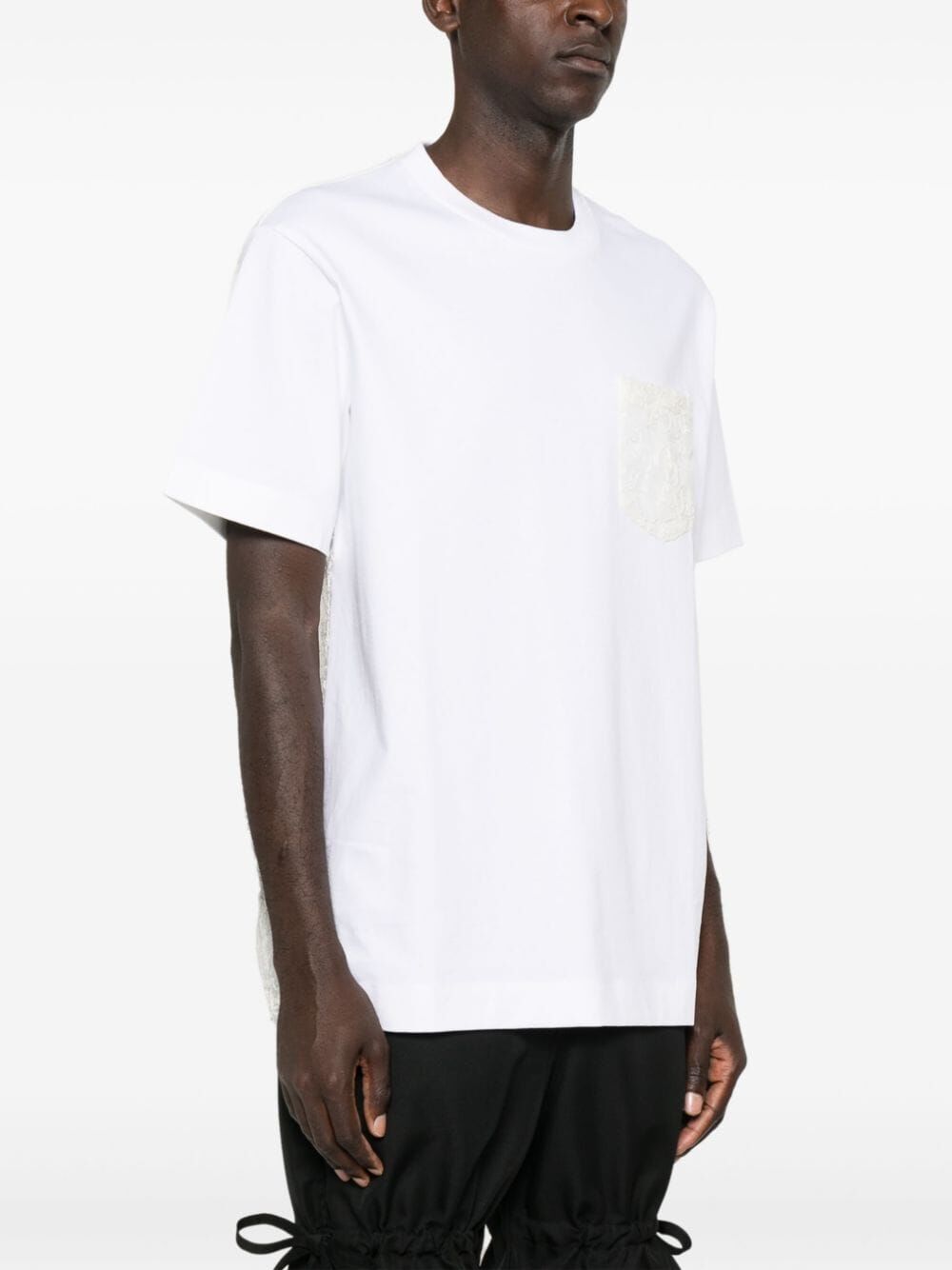 SIMONE ROCHA-BOXY T-SHIRT W/ SHEER LACE BACK PANEL-