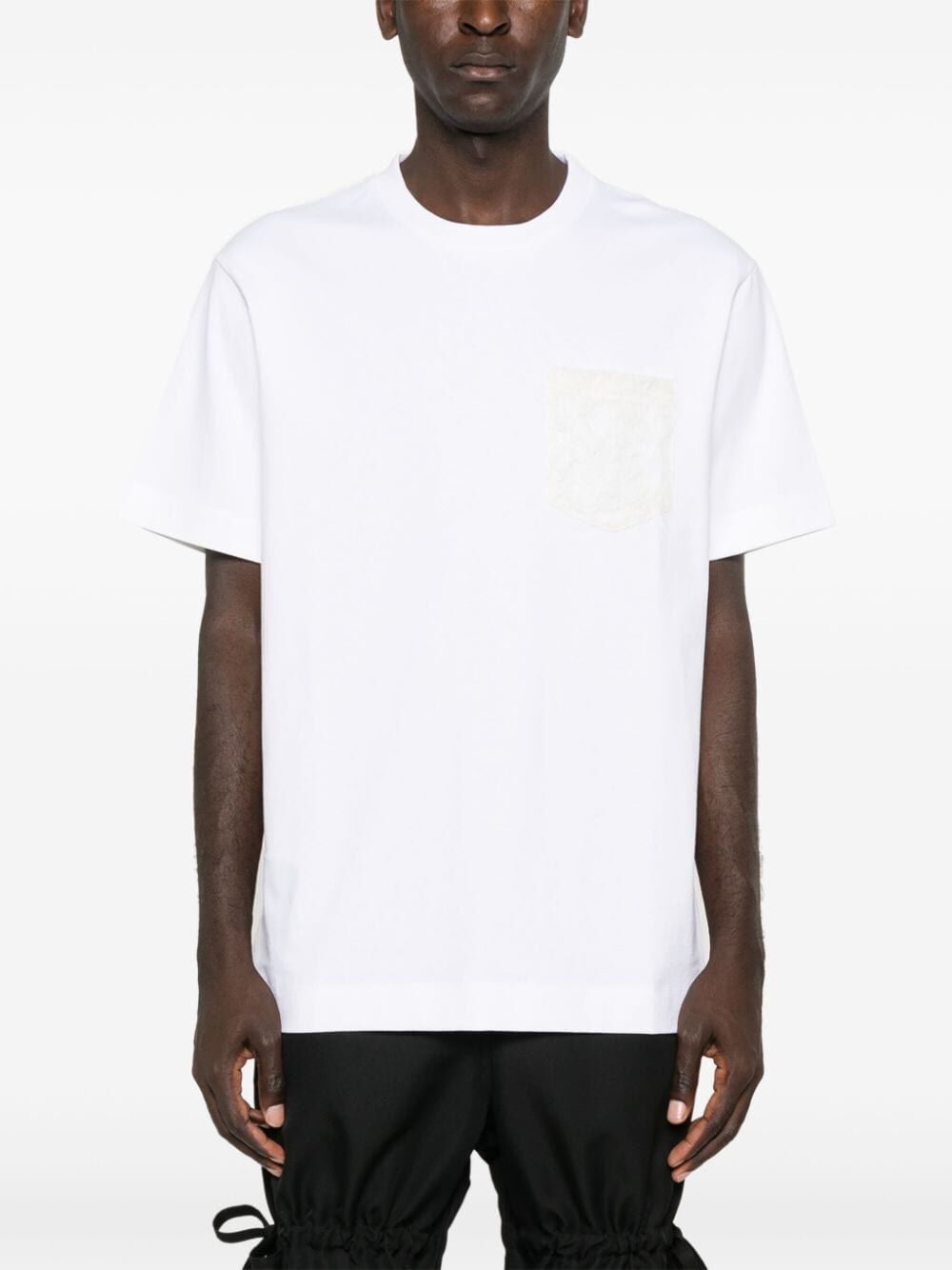 SIMONE ROCHA-BOXY T-SHIRT W/ SHEER LACE BACK PANEL-