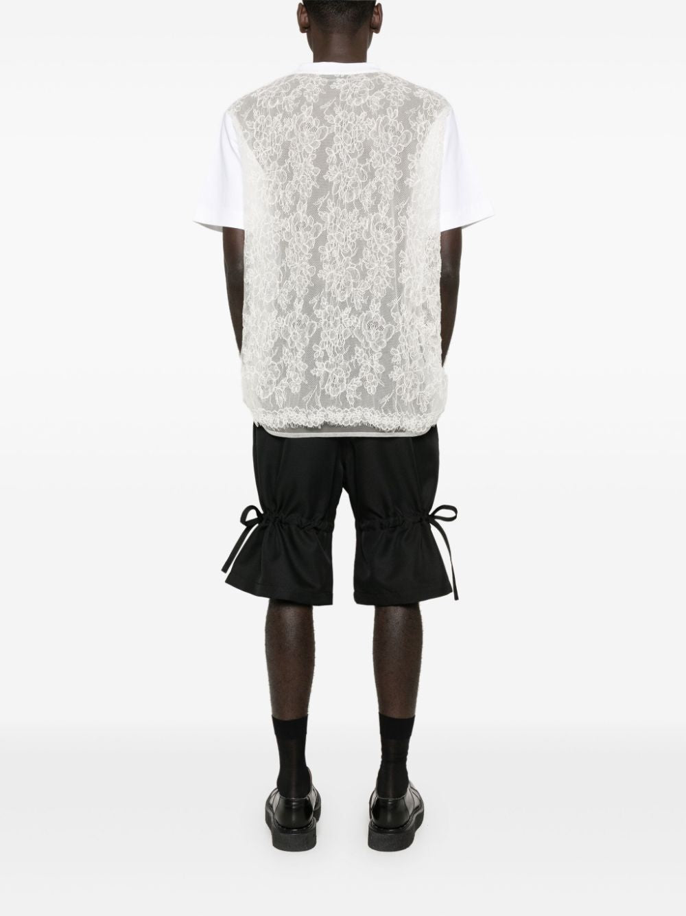 SIMONE ROCHA-BOXY T-SHIRT W/ SHEER LACE BACK PANEL-