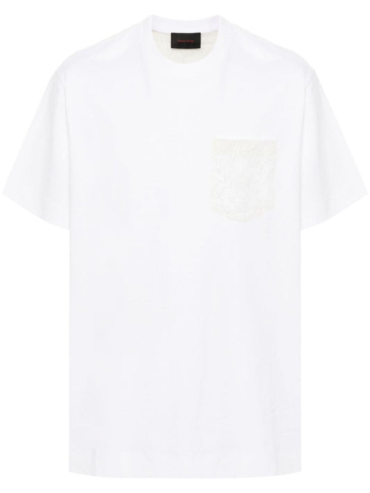 SIMONE ROCHA-BOXY T-SHIRT W/ SHEER LACE BACK PANEL-