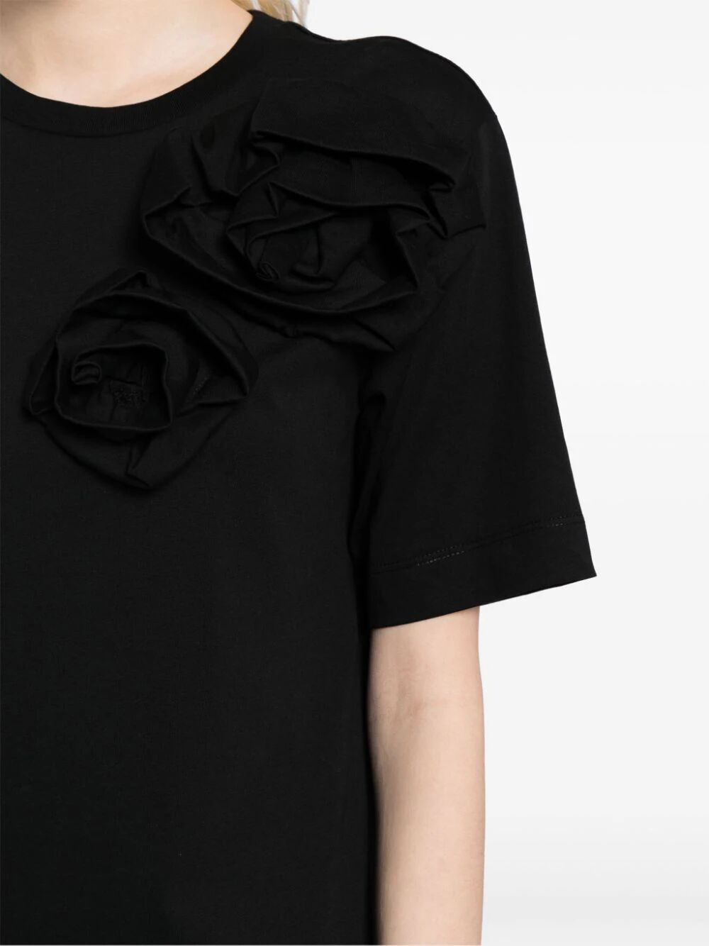 SIMONE ROCHA-BOY T-SHIRT W/ PRESSED ROSE-5224 0553 BLACK