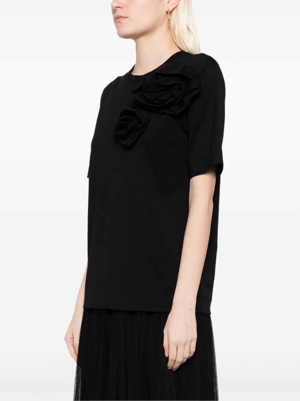 SIMONE ROCHA-BOY T-SHIRT W/ PRESSED ROSE-5224 0553 BLACK