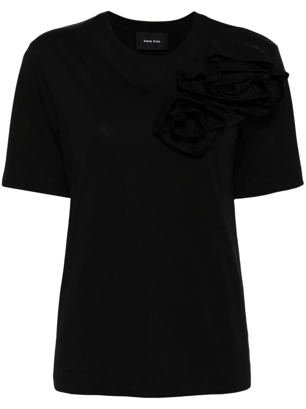 SIMONE ROCHA-BOY T-SHIRT W/ PRESSED ROSE-5224 0553 BLACK