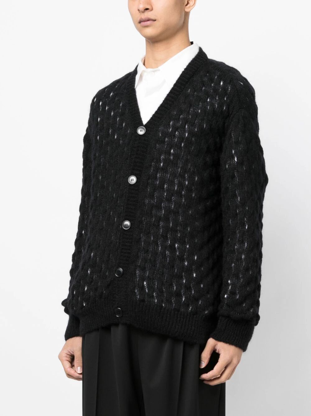 SIMONE ROCHA-BUBBLE KNIT CARDIGAN-AMK11 0643 BLACK