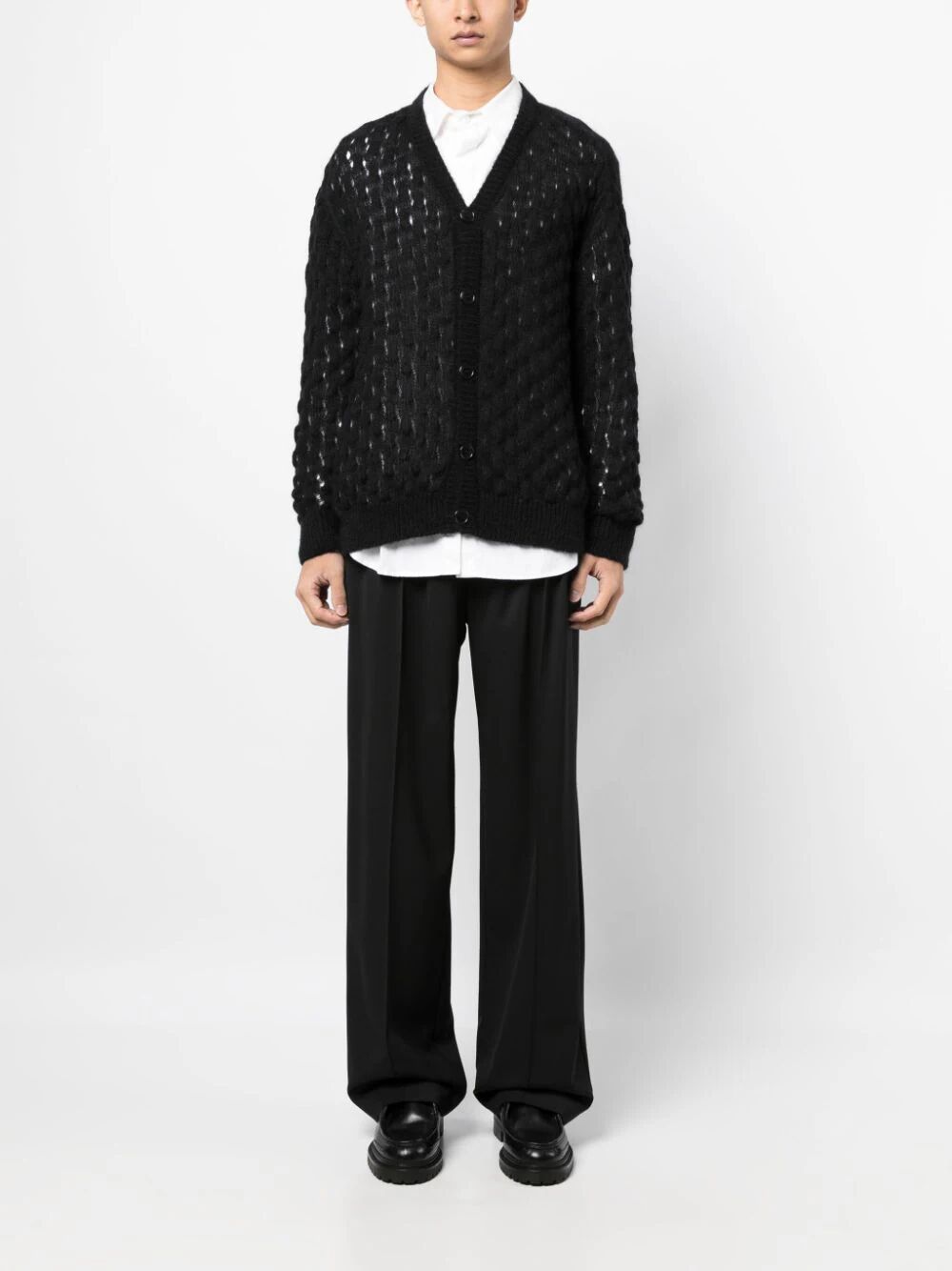 SIMONE ROCHA-BUBBLE KNIT CARDIGAN-AMK11 0643 BLACK