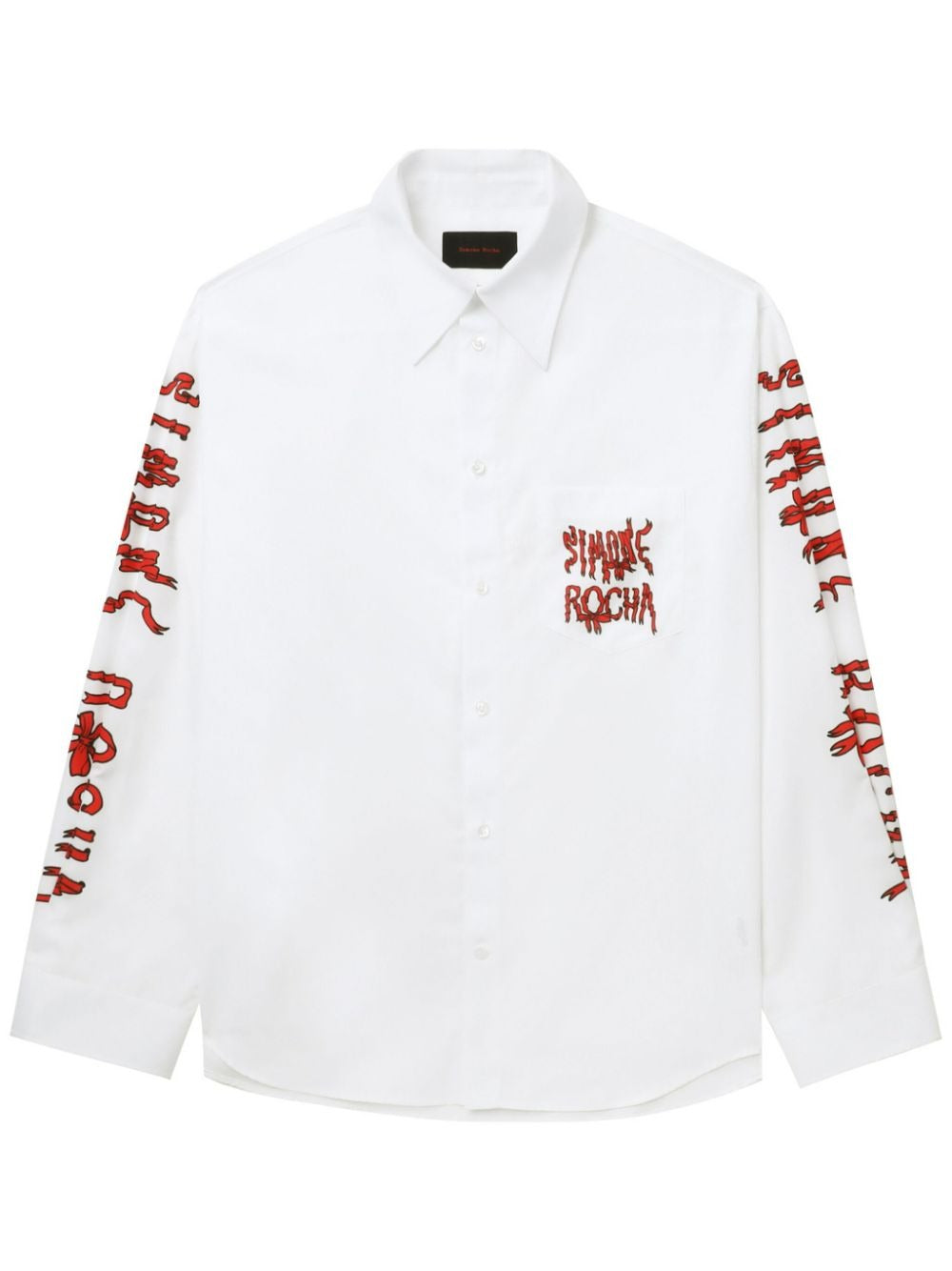 SIMONE ROCHA-CLASSIC FIT SHIRT W RIBBON LOGO PRINT-