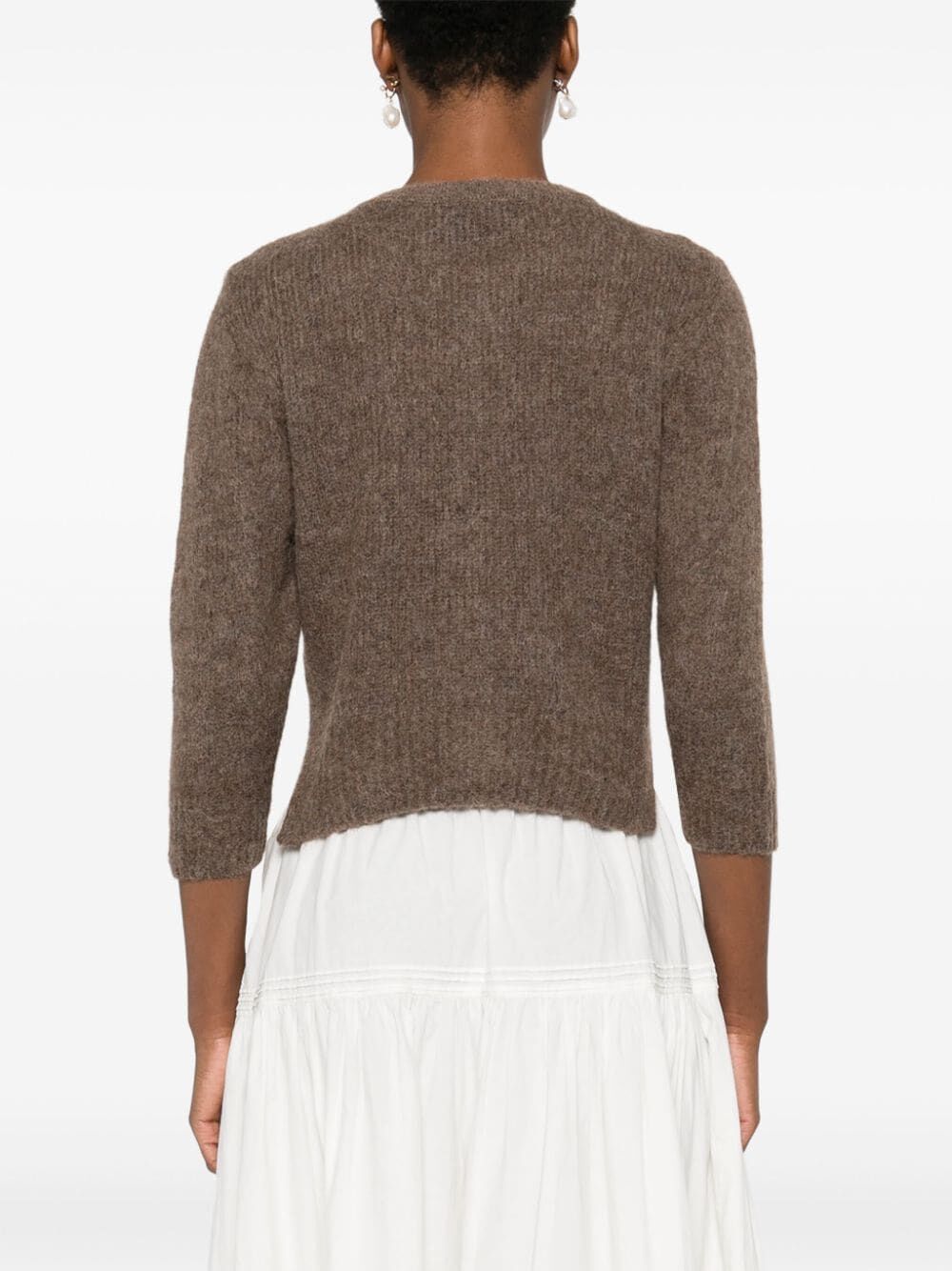 SIMONE ROCHA-CROPPED ALPACA KNIT CARDIGAN-