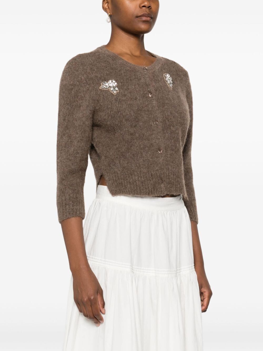 SIMONE ROCHA-CROPPED ALPACA KNIT CARDIGAN-