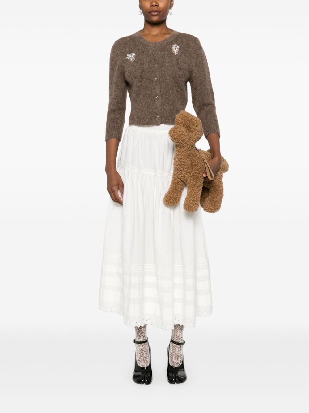 SIMONE ROCHA-CROPPED ALPACA KNIT CARDIGAN-