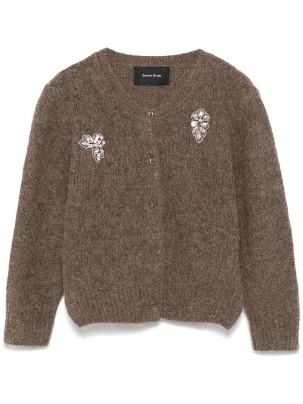 SIMONE ROCHA-CROPPED ALPACA KNIT CARDIGAN-