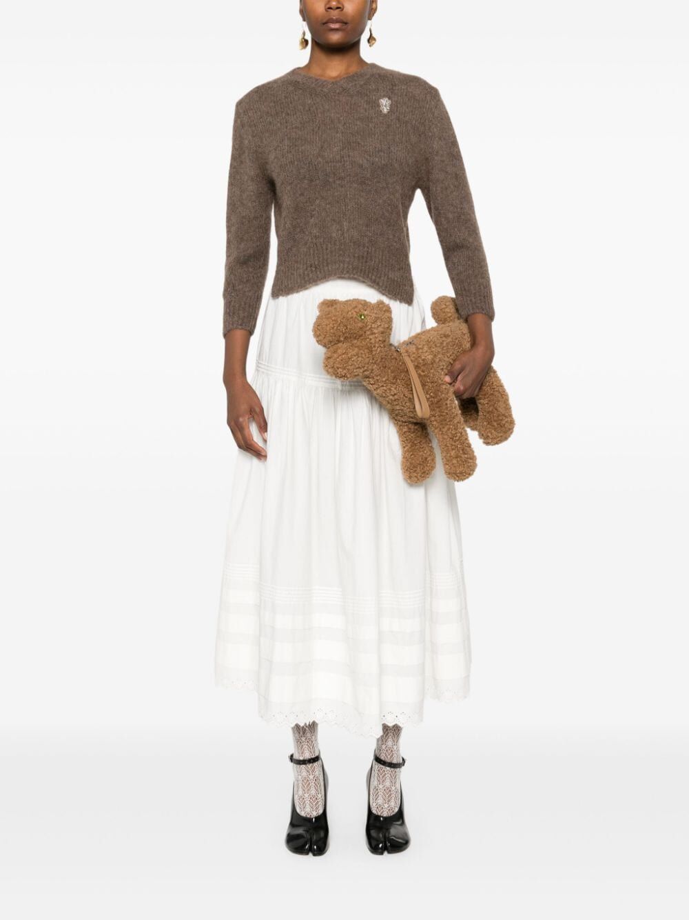 SIMONE ROCHA-CROPPED V-NECK ALPACA KNIT JUMPER-