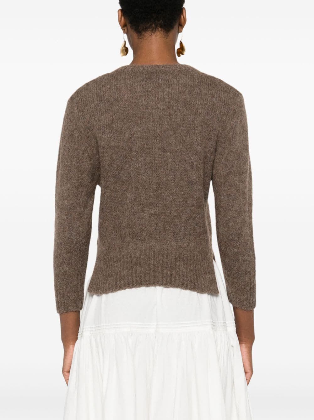 SIMONE ROCHA-CROPPED V-NECK ALPACA KNIT JUMPER-