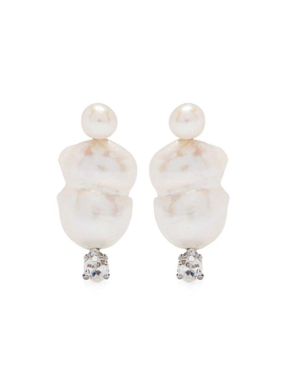 SIMONE ROCHA-CRYSTAL & PEANUT PEARL EARRING-ERG406 0913 PEARL/CRYSTAL