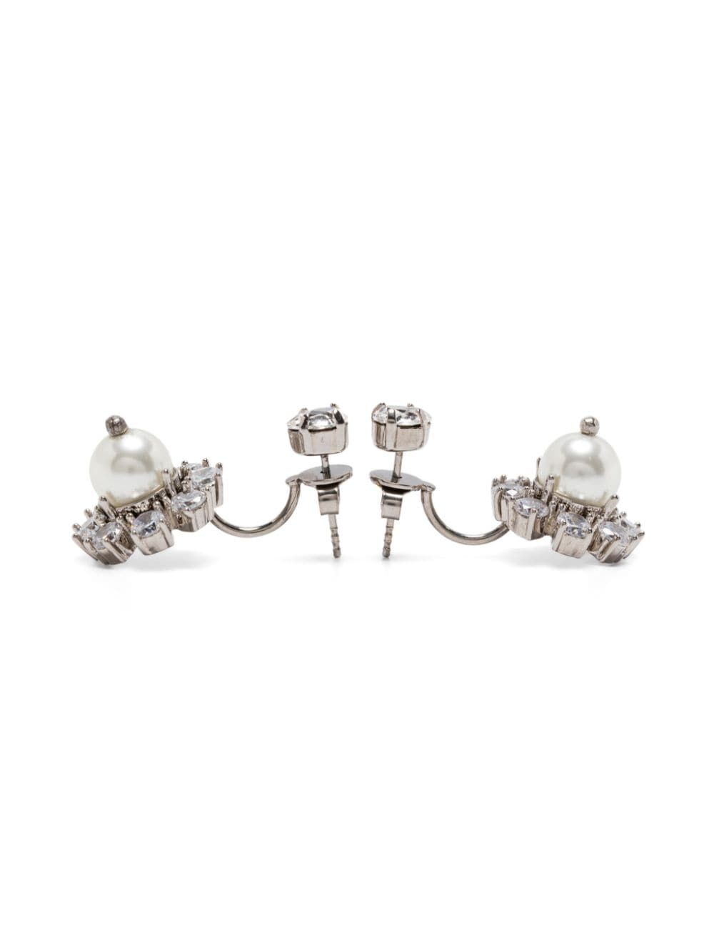 SIMONE ROCHA-DOUBLE ENDED DAISY EARRINGS-ERG498 0906 PEARL/CRYSTAL