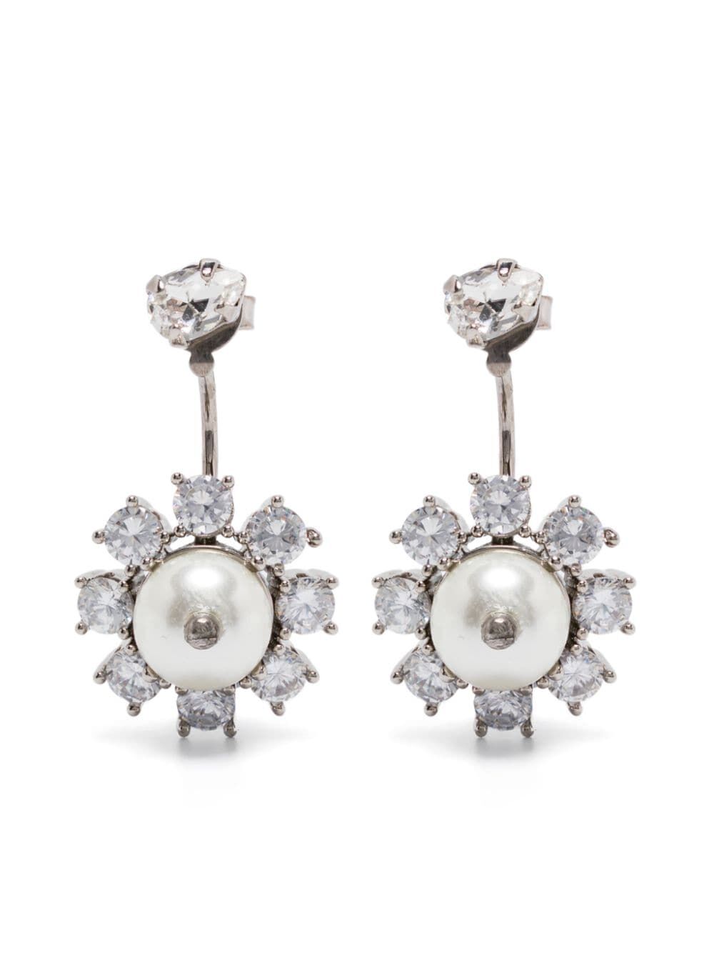 SIMONE ROCHA-DOUBLE ENDED DAISY EARRINGS-ERG498 0906 PEARL/CRYSTAL