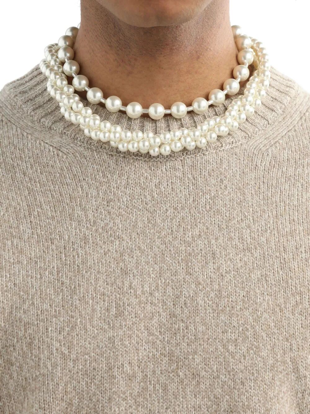 SIMONE ROCHA-DOUBLE TWISTED NECKLACE-NKS55 M 0904 PEARL