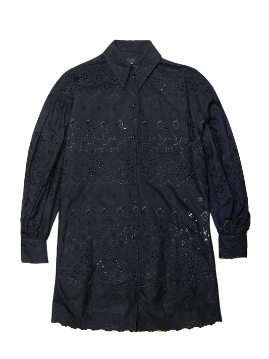 SIMONE ROCHA-DROP SIGNATURE SLEEVE SHORT SHIRT DRESS W/ TRIM-