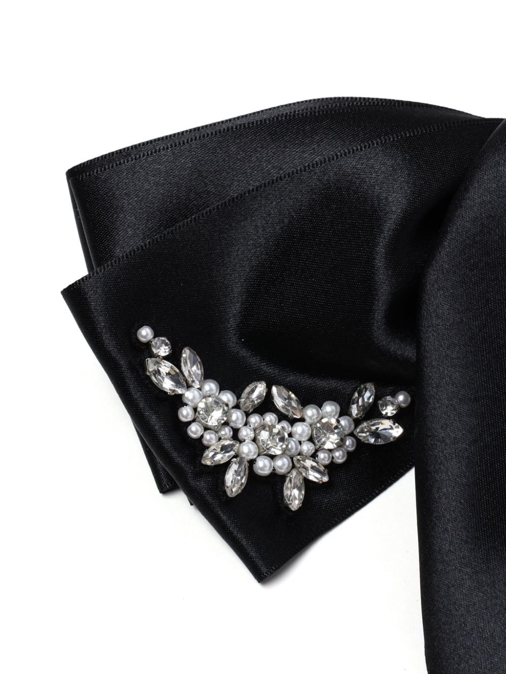 SIMONE ROCHA-EMBELLISHED BOW HAIRCLIP-BOW1 1009 BLACK/PEARL/CRYSTAL