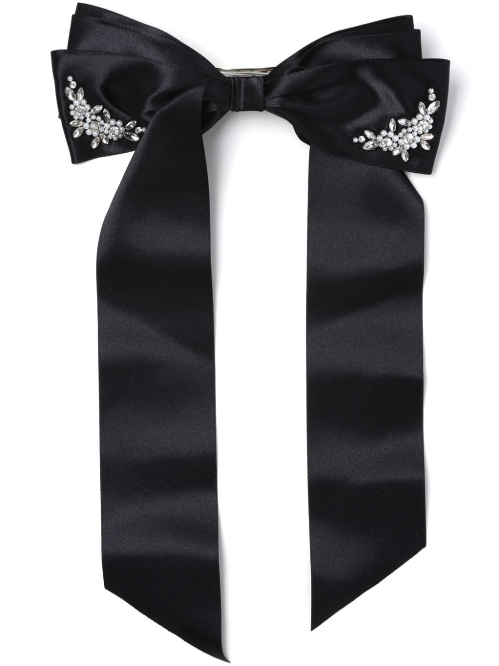 SIMONE ROCHA-EMBELLISHED BOW HAIRCLIP-BOW1 1009 BLACK/PEARL/CRYSTAL