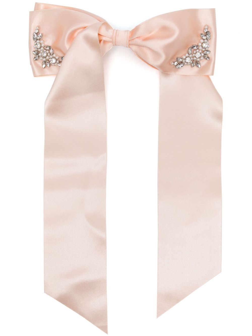 SIMONE ROCHA-EMBELLISHED BOW HAIRCLIP-BOW1 1009 ROSE/PEARL/CRYSTAL