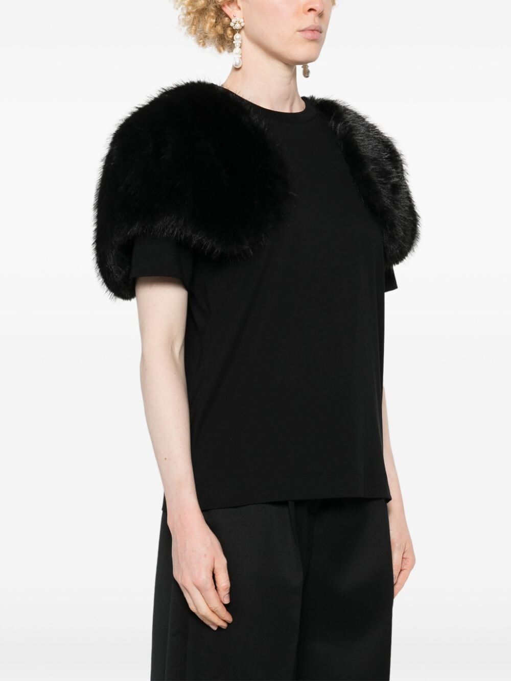 SIMONE ROCHA-FAUX FUR CAPS BOY T-SHIRT-