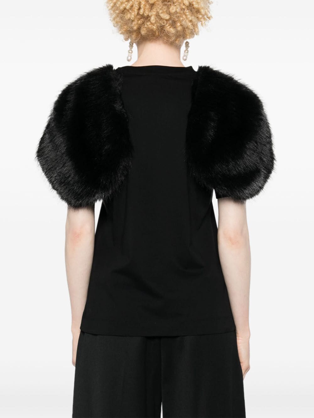 SIMONE ROCHA-FAUX FUR CAPS BOY T-SHIRT-