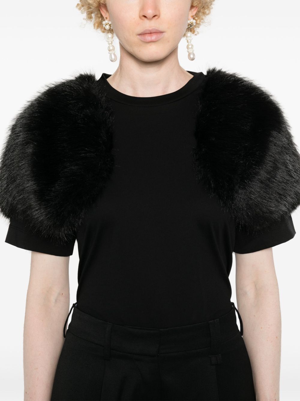 SIMONE ROCHA-FAUX FUR CAPS BOY T-SHIRT-