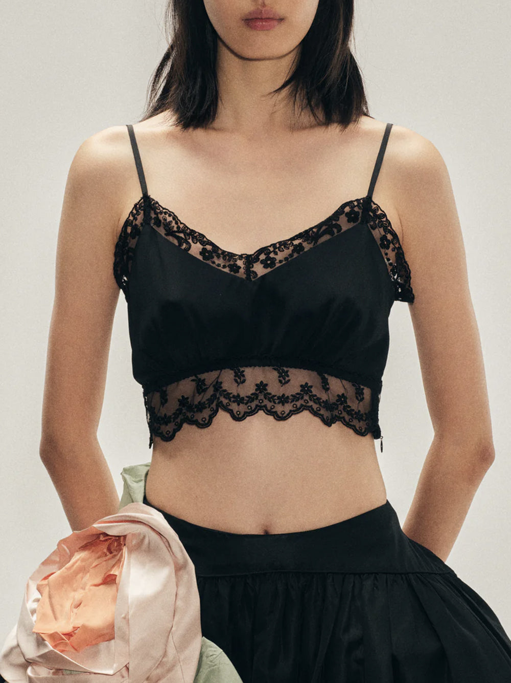 SIMONE ROCHA-LACE TRIM NEGLIGEE BRALETTE-