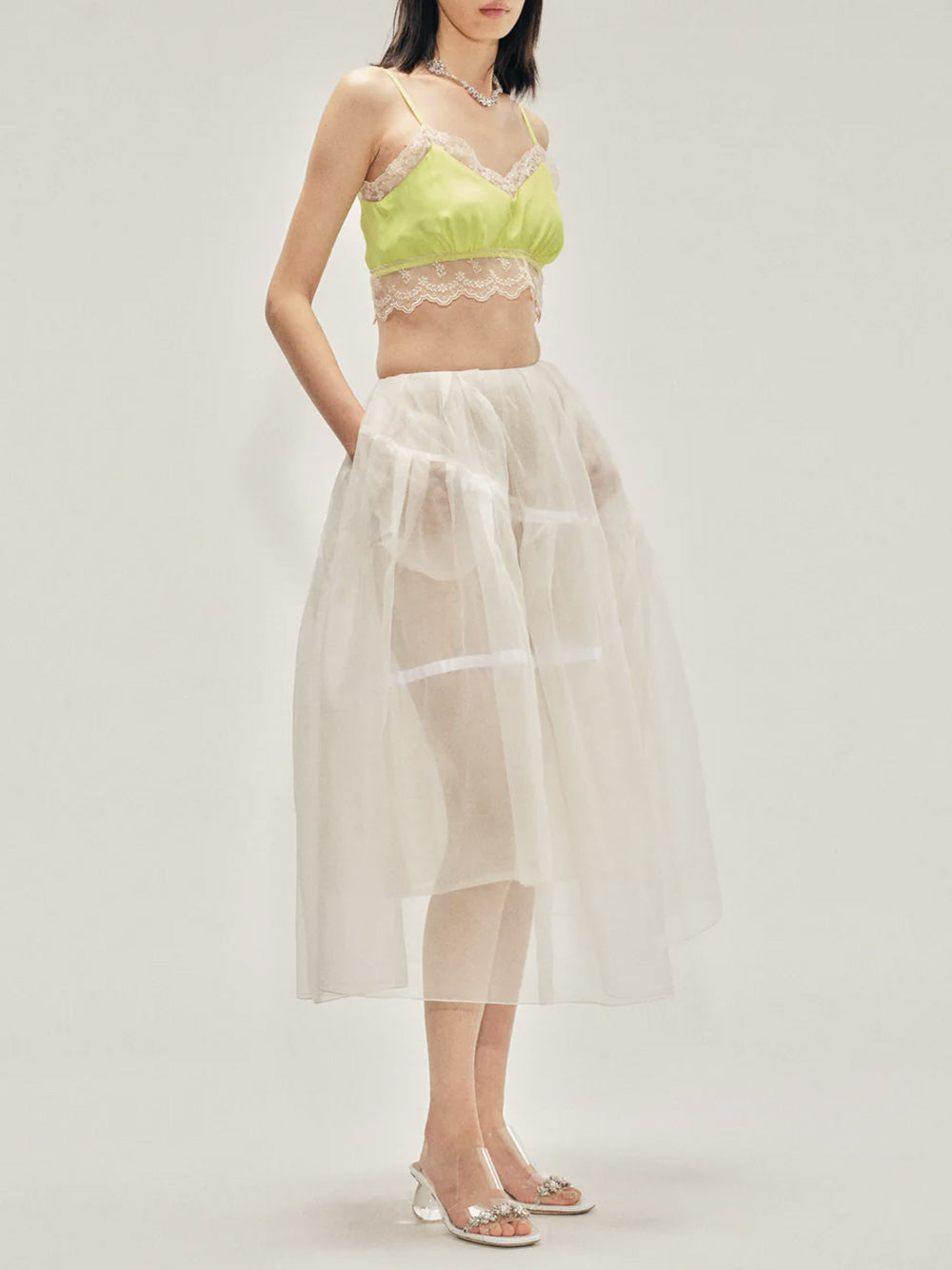 SIMONE ROCHA-LACE TRIM NEGLIGEE BRALETTE-