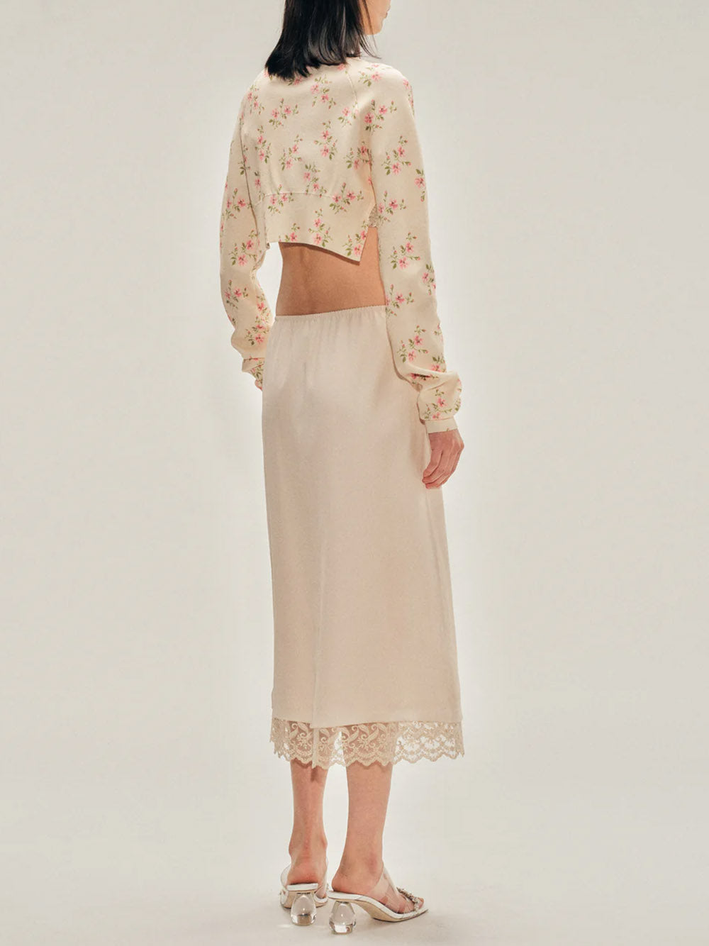 SIMONE ROCHA-LACE TRIM NEGLIGEE SKIRT-