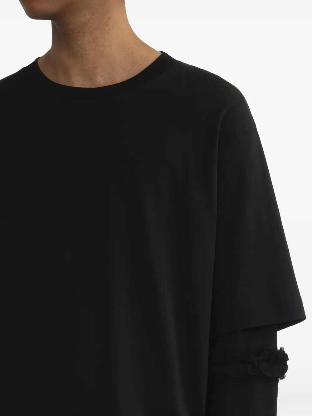 SIMONE ROCHA-LAYERED RUFFLE FRILL LONG SLEEVE T-SHIRT-