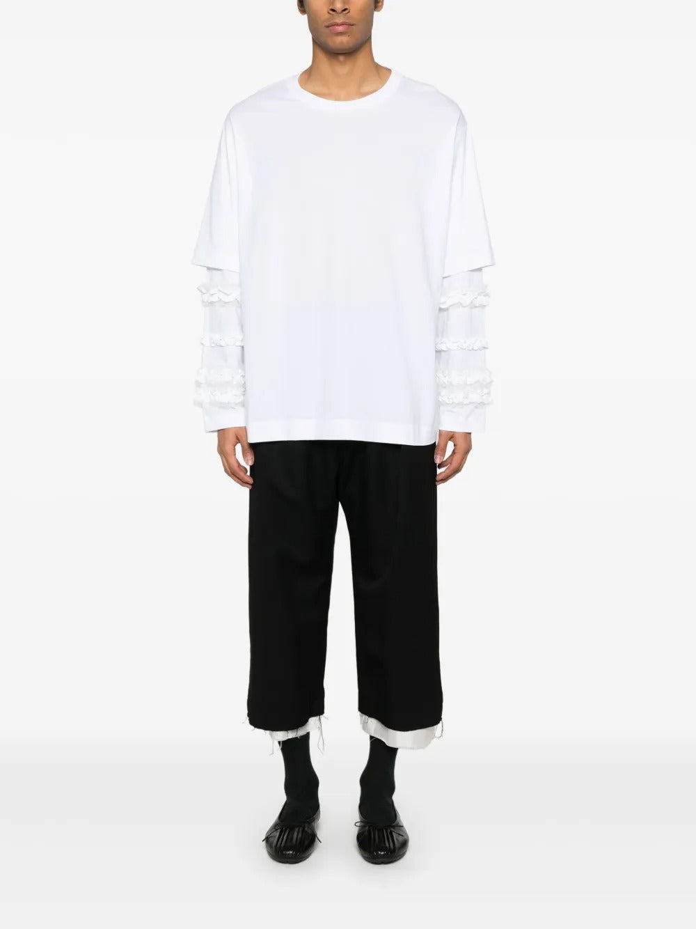 SIMONE ROCHA-LAYERED RUFFLE FRILL LONG SLEEVE T-SHIRT-