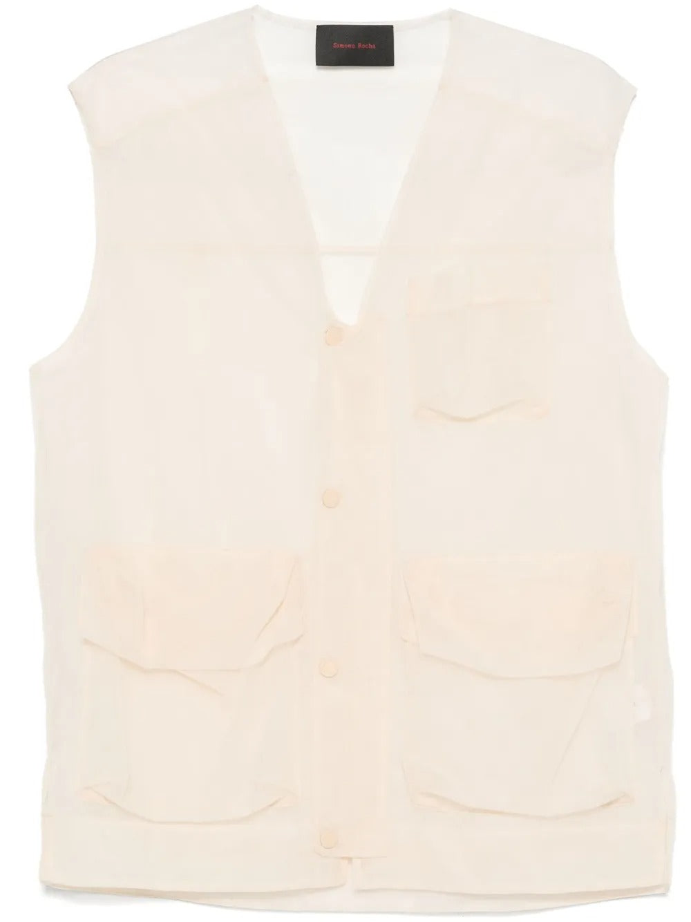 SIMONE ROCHA-MULTI CARGO FLAP POCKET UTILITY VEST W/ DAISY EMB-