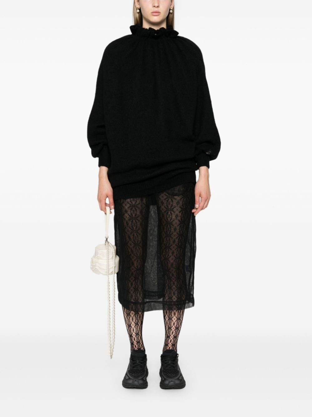 SIMONE ROCHA-OVERSIZED GATHERED PLEATED NECK JUMPER-