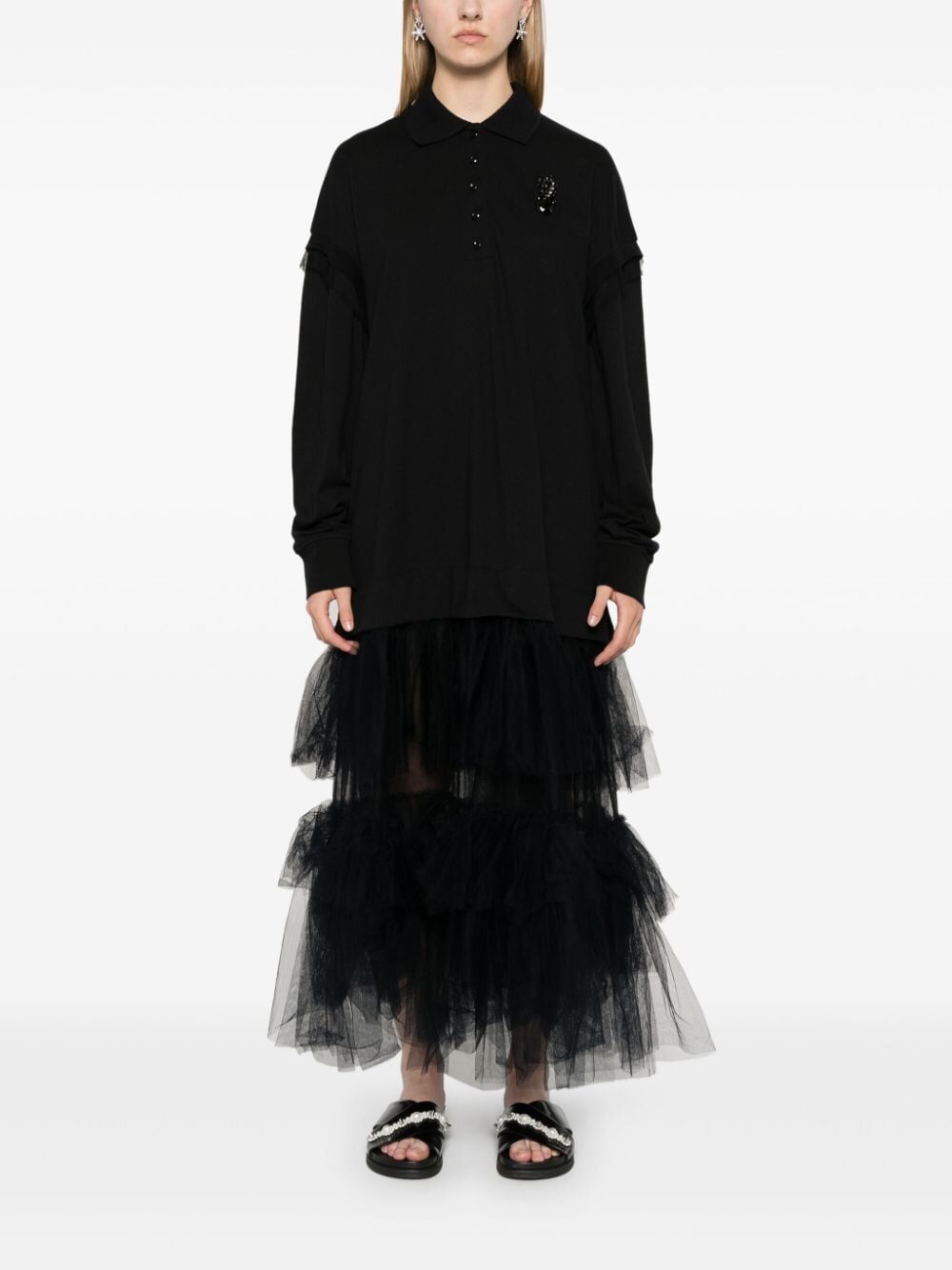 SIMONE ROCHA-OVERSIZED LONG SLEEVE POLO DRESS-