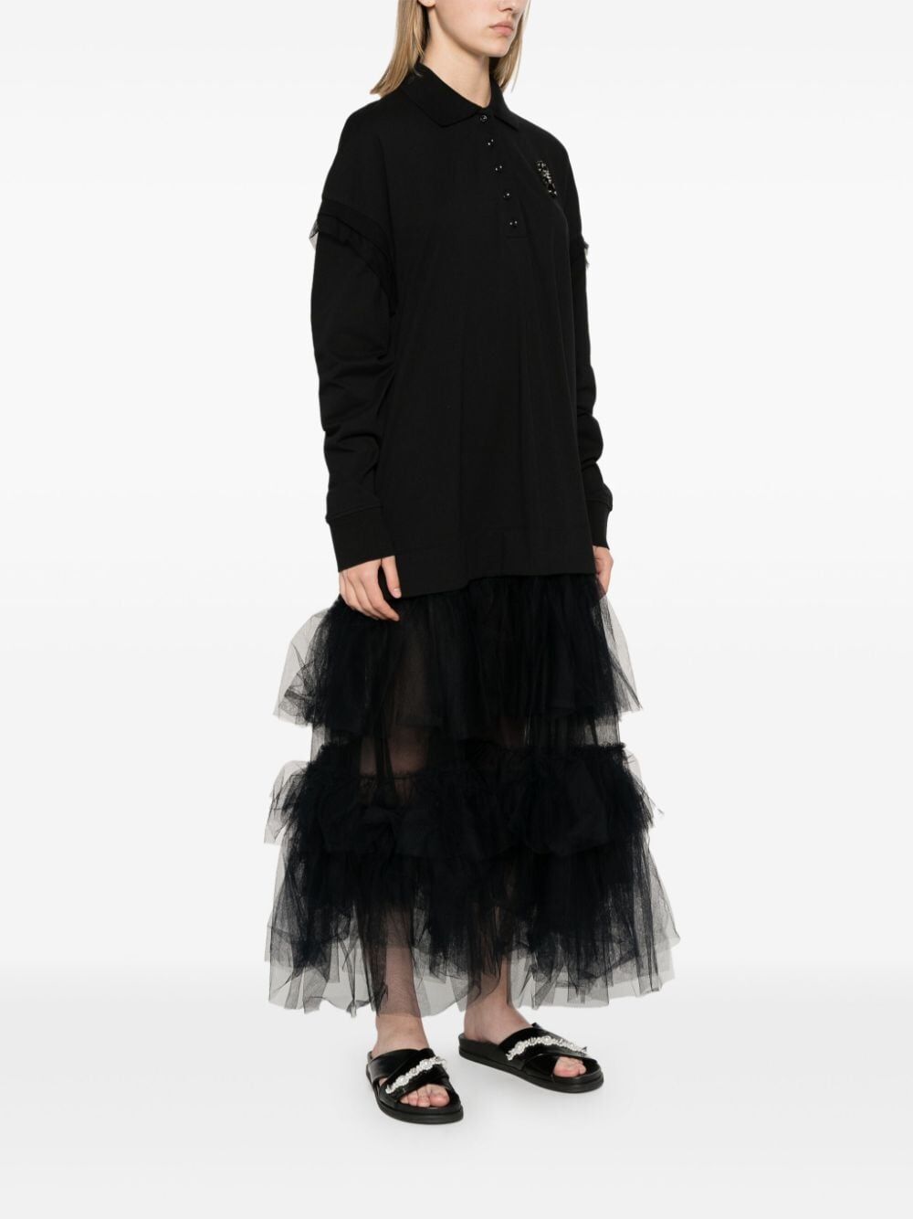 SIMONE ROCHA-OVERSIZED LONG SLEEVE POLO DRESS-