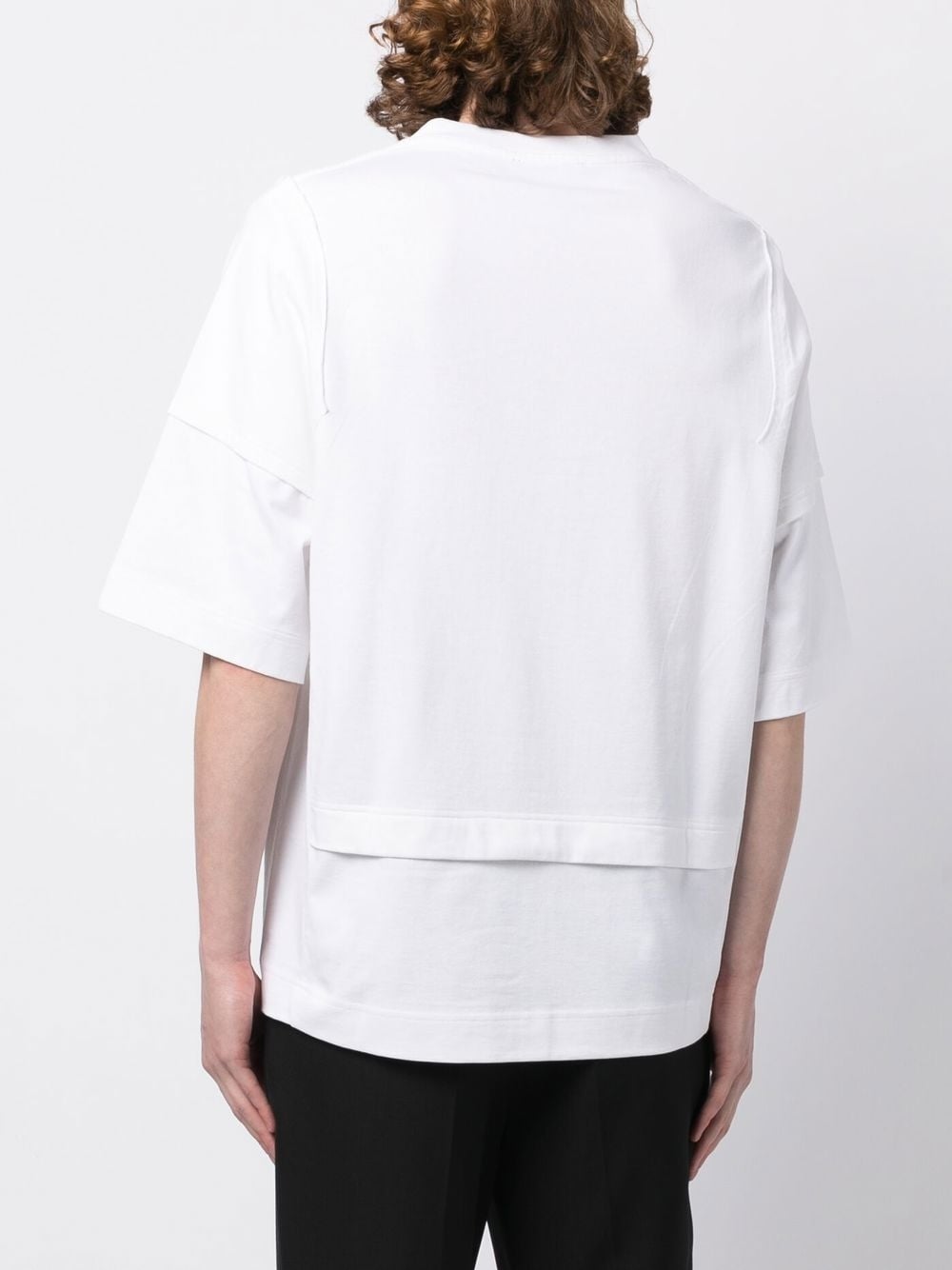 SIMONE ROCHA-OVERSIZED PATCHWORK T-SHIRT W/ EMB-5139B 0562 WHITE/PEARL