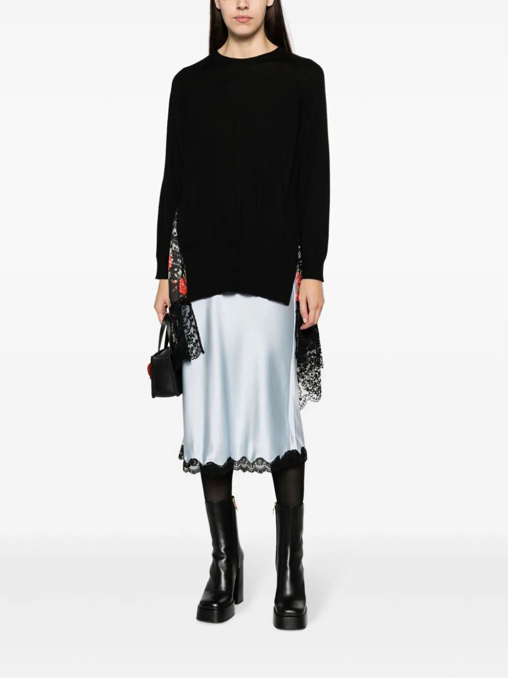 SIMONE ROCHA-PATCHWORK LONG SLEEVE JUMPER-CMK29P 0630 BLACK/BLACK