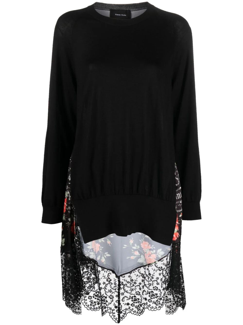 SIMONE ROCHA-PATCHWORK LONG SLEEVE JUMPER-CMK29P 0630 BLACK/BLACK