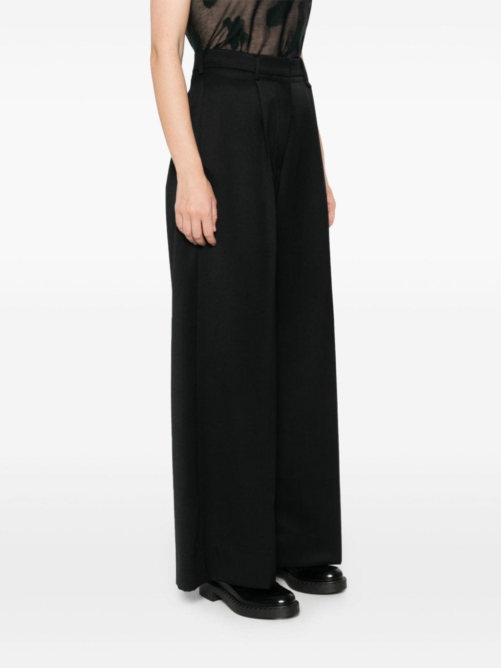 SIMONE ROCHA-PLEATED WIDE LEG TROUSERS-