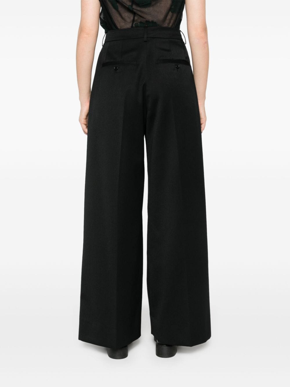 SIMONE ROCHA-PLEATED WIDE LEG TROUSERS-