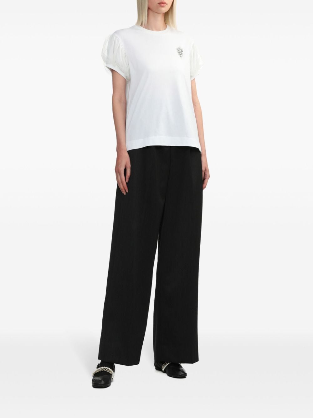 SIMONE ROCHA-PLEATED WIDE LEG TROUSERS-