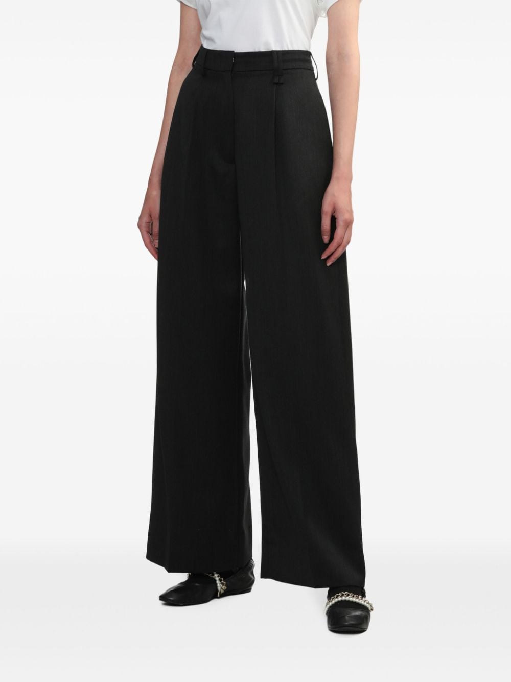 SIMONE ROCHA-PLEATED WIDE LEG TROUSERS-