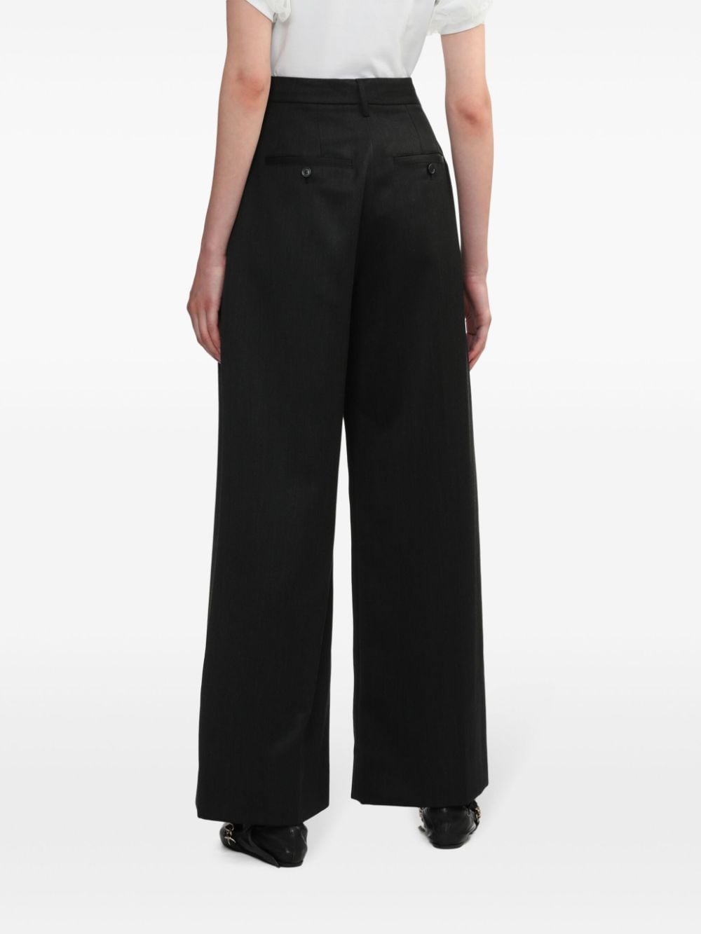 SIMONE ROCHA-PLEATED WIDE LEG TROUSERS-