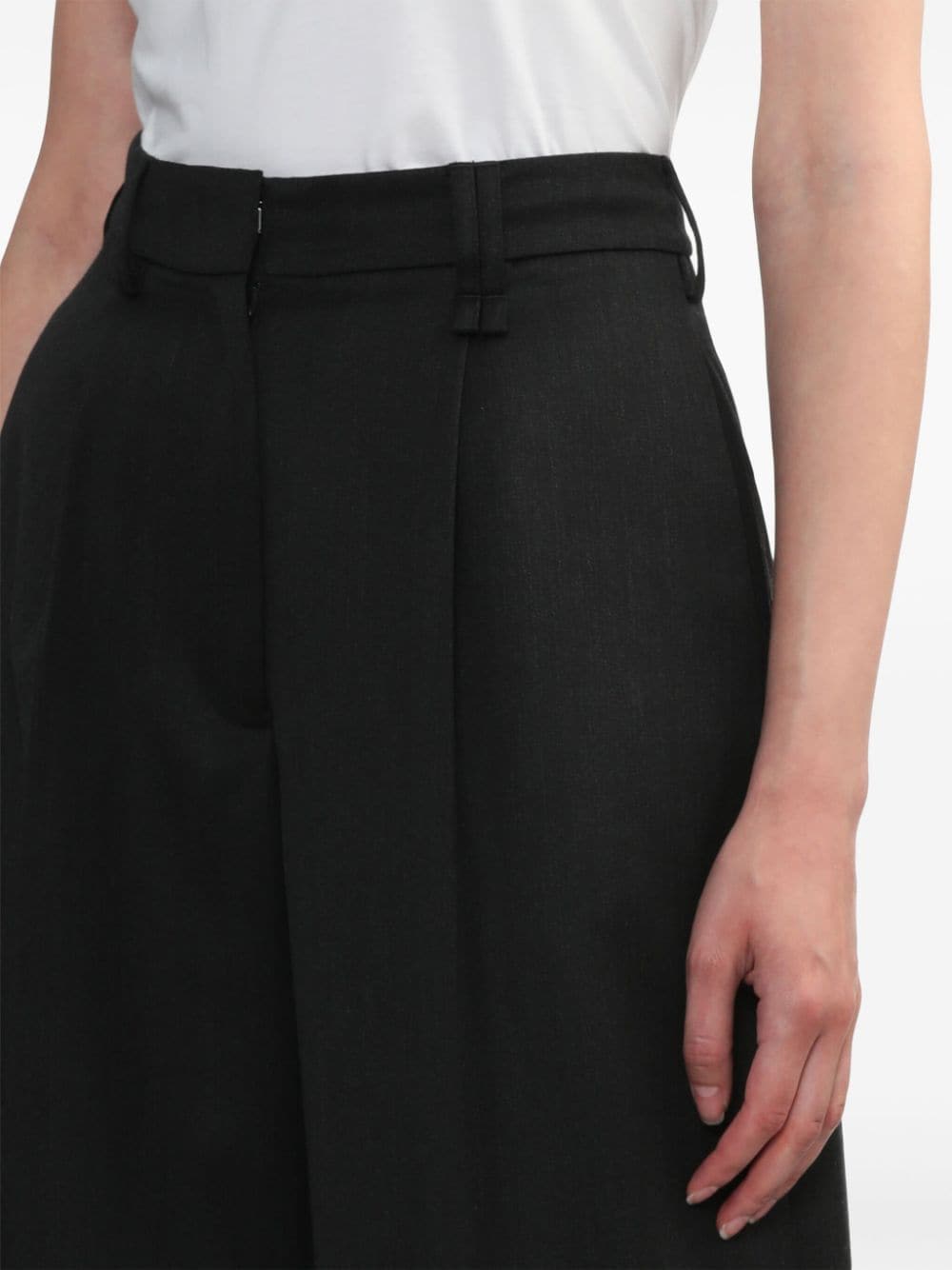 SIMONE ROCHA-PLEATED WIDE LEG TROUSERS-