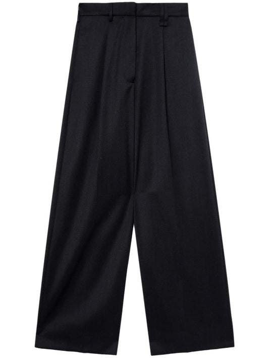 SIMONE ROCHA-PLEATED WIDE LEG TROUSERS-