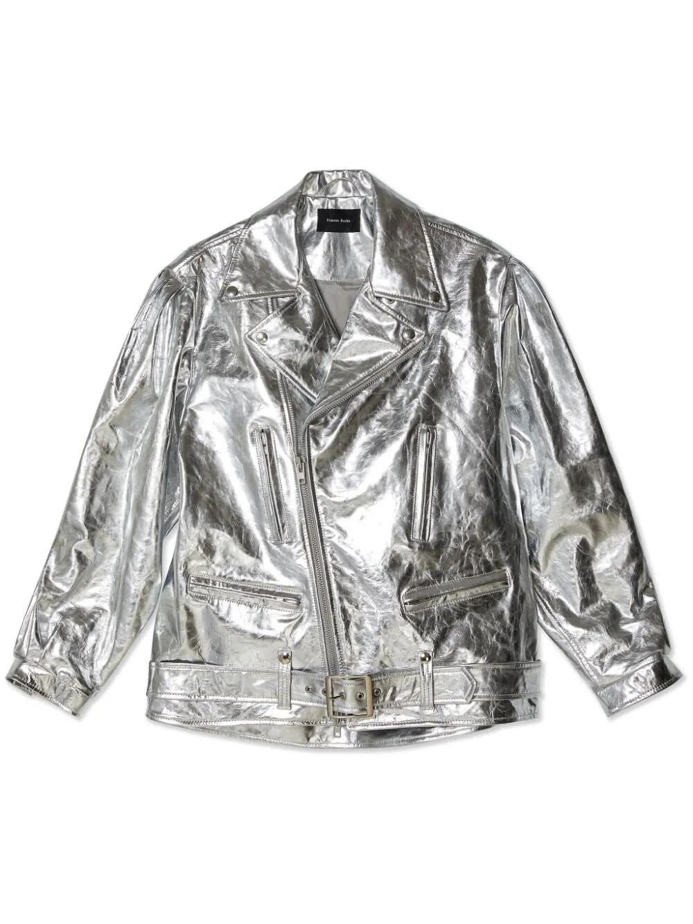 SIMONE ROCHA-PUFF SLEEVE BIKER JACKET-6079W 1071 SILVER