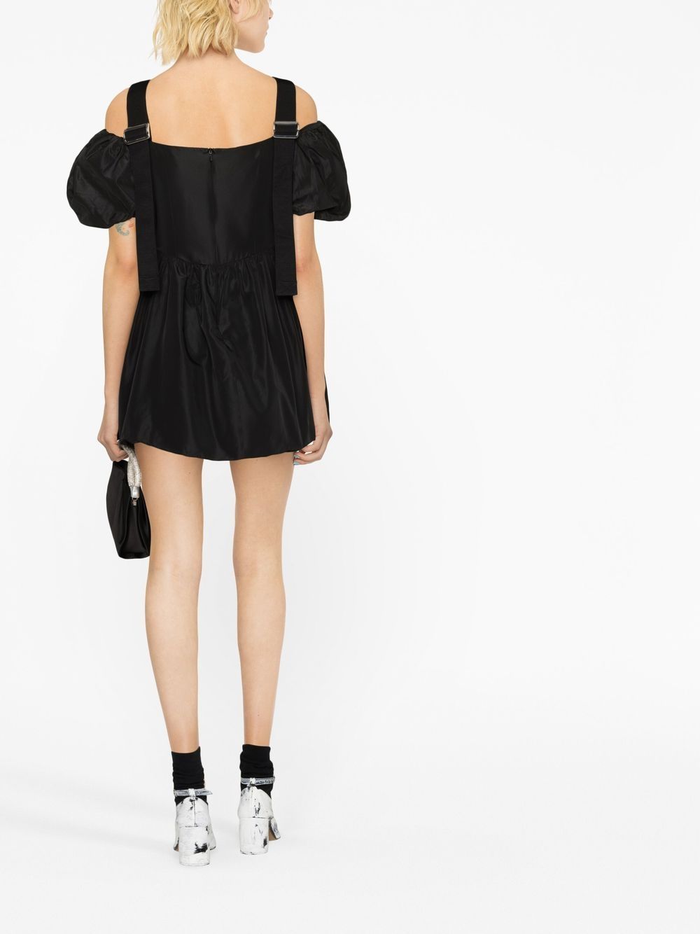 SIMONE ROCHA-PUFF SLEEVE MINI DRESS W/ SLIDER STRAPS-7200 0469 BLACK