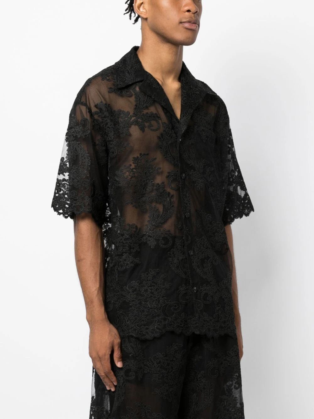 SIMONE ROCHA-RELAXED SHORT SLEEVE SHIRT-5181 1038 BLACK