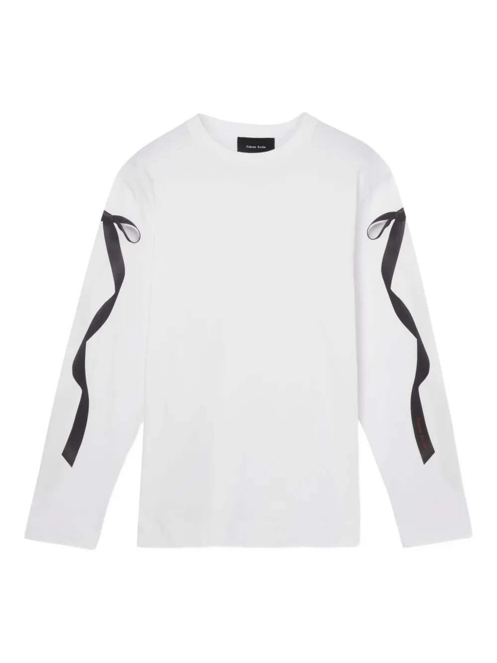 SIMONE ROCHA-RIBBON BOW TAIL PRINT LONG SLEEVE T-SHIRT-